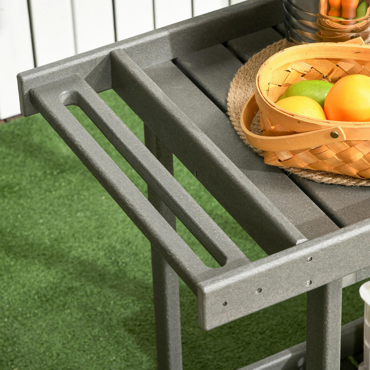 Outsunny Servierwagen dunkelgrau Kunststoff B/H/L: ca. 50x80x87 cm Servierwagen - dunkelgrau (87,00/50,00/80,00cm) - Outsunny