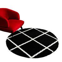 Sanat Hochflorteppich MADRID schwarz B/L: ca. 150x150 cm MADRID - schwarz (150,00/150,00cm) - Sanat