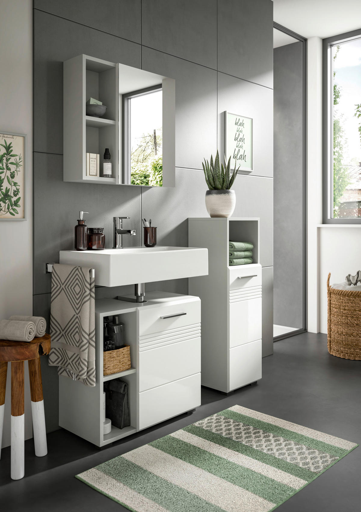 Schrank Copa hellgrau weiß Hochglanz B/H/T: ca. 30x95x30 cm Copa - hellgrau/weiß (30,00/95,00/30,00cm) - xonox.home