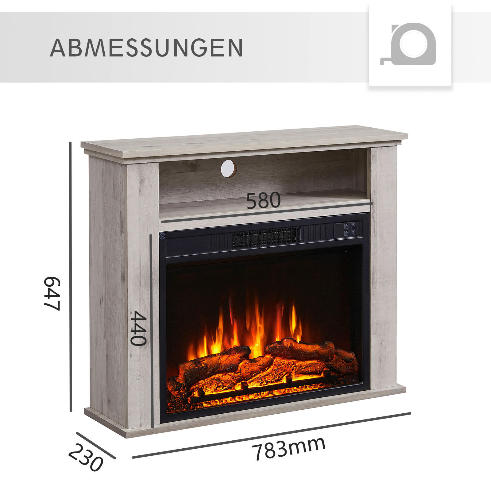 Thumbnail - Balderia Elektrischer-Kamin Frida grau B/H/T: ca. 78,3x64,7x23 cm ca. 2 W