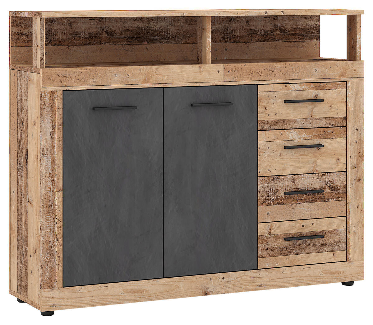 Kommode LUNA MIDI Eiche Old Wood Nachbildung Eiche Matera Nachbildung B/H/T: ca. 119,5x96,8x32 cm LUNA MIDI - Eiche (119,50/96,80/32,00cm) - WIPMEB