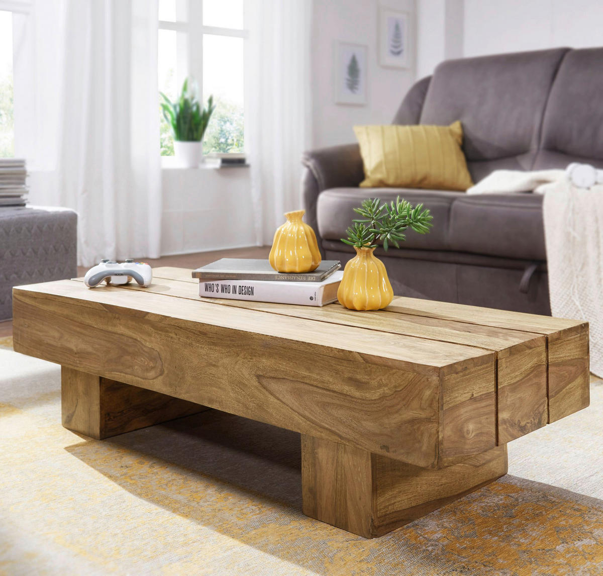 Couchtisch natur B/H/T: ca. 120x30x45 cm Couchtisch - natur (120,00/30,00/45,00cm) - Wohnling