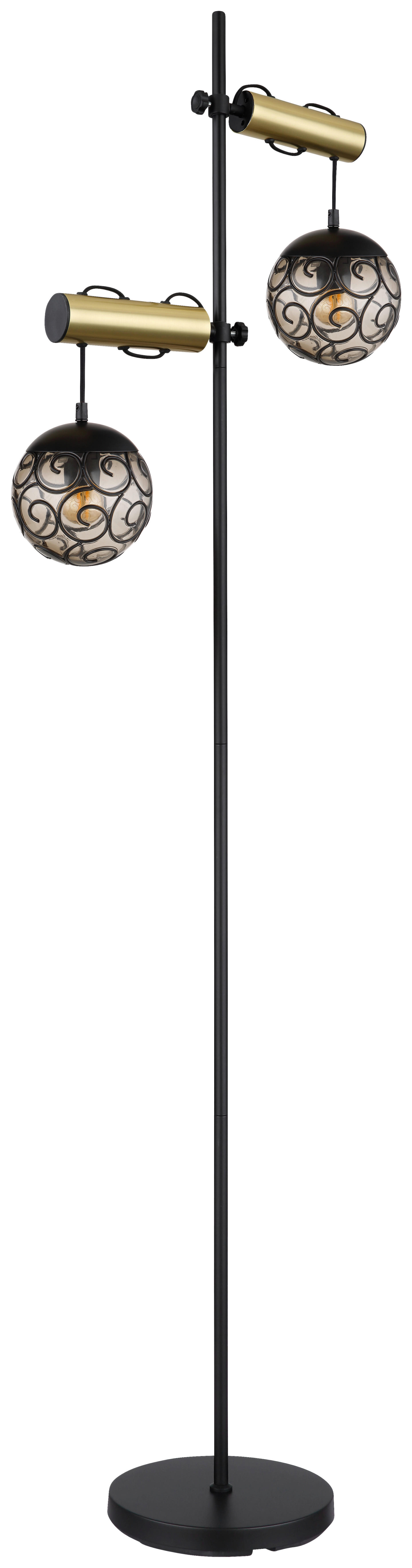 GLOBO Stehleuchte Rauch Metall Kunststoff B/H/T: ca. 51x168x25 cm E27 2 Brennstellen Stehleuchte_Fitz - Rauch (51,00/168,00/25,00cm) - GLOBO