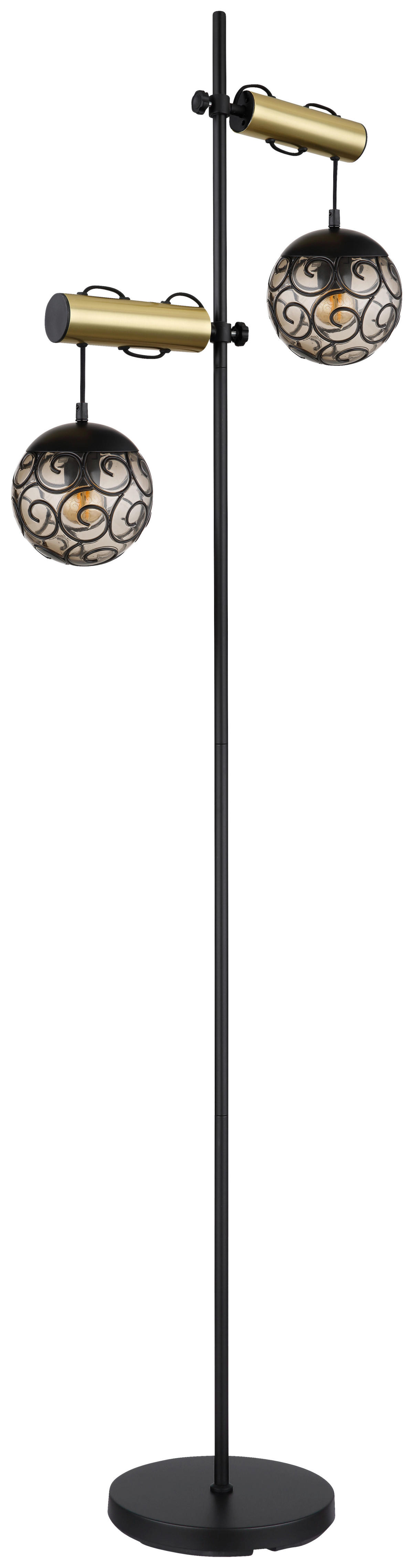 GLOBO Stehleuchte Rauch Metall Kunststoff B/H/T: ca. 51x168x25 cm E27 2 Brennstellen Stehleuchte_Fitz - Rauch (51,00/168,00/25,00cm) - GLOBO