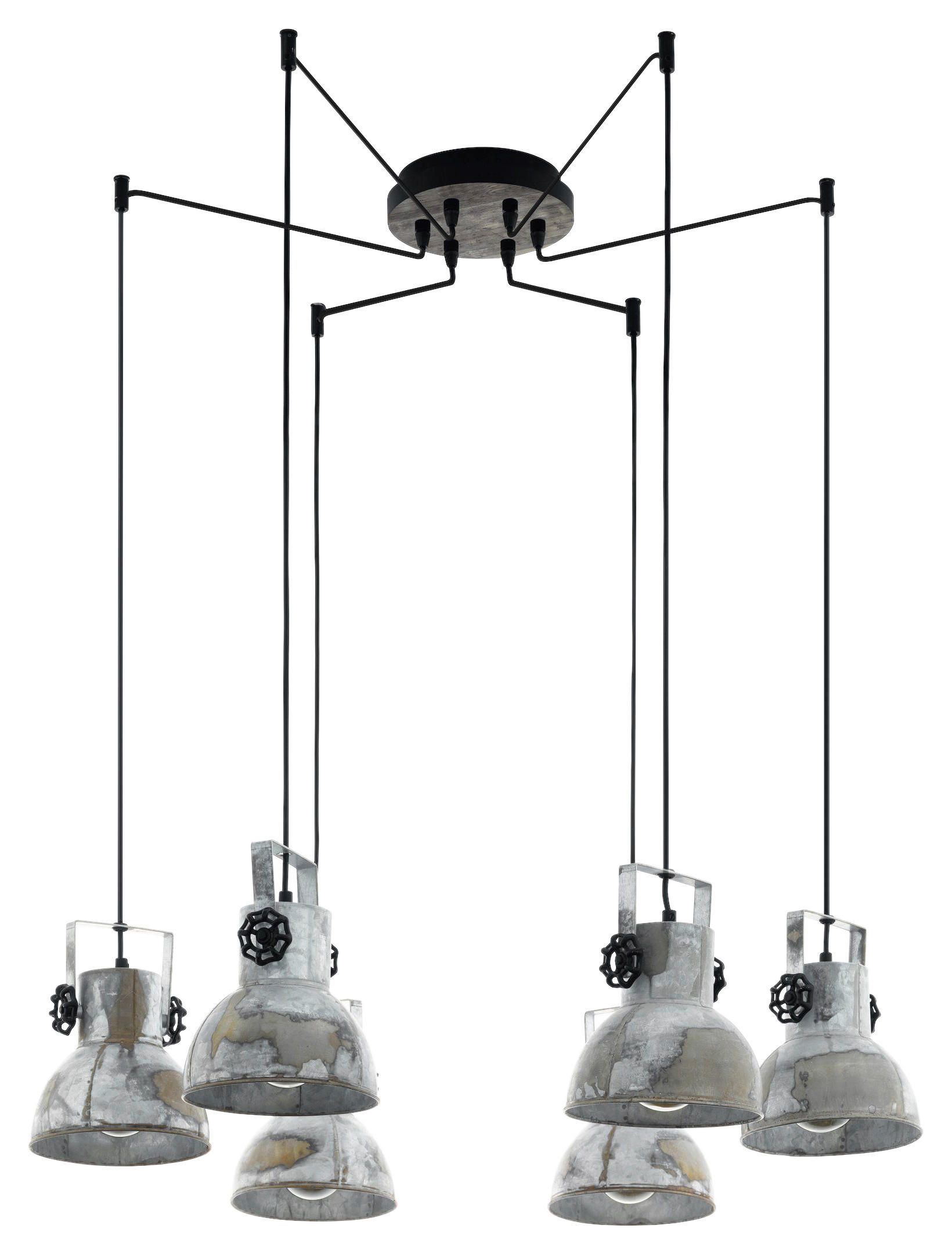 Eglo Pendelleuchte braun Metall Spanplatte H/L: ca. 130x18 cm E27 6 Brennstellen Barnstaple - braun (18,00cm) - Eglo