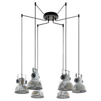 Eglo Pendelleuchte braun Metall Spanplatte H/L: ca. 130x18 cm E27 6 Brennstellen Barnstaple - braun (18,00cm) - Eglo