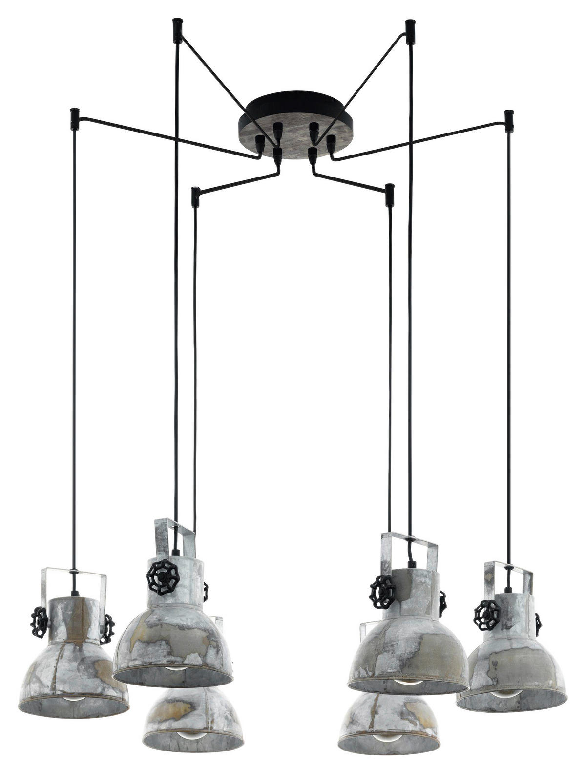 Eglo Pendelleuchte braun Metall Spanplatte H/L: ca. 130x18 cm E27 6 Brennstellen Barnstaple - braun (18,00cm) - Eglo