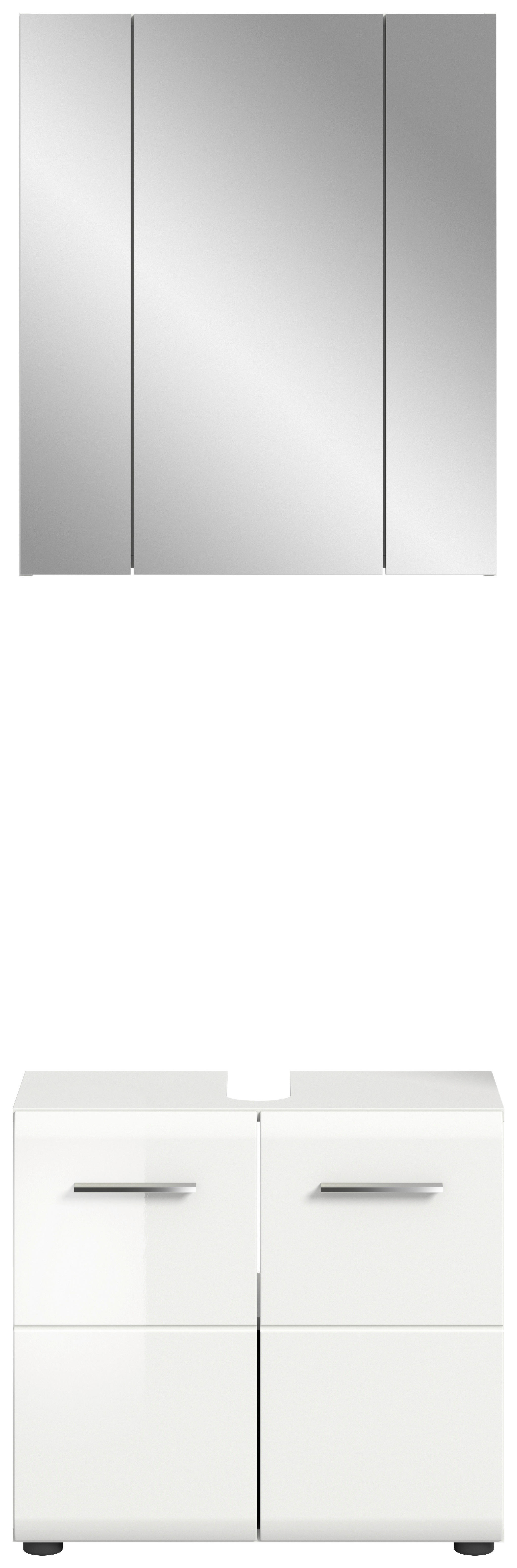 Badezimmer-Set ICE weiß weiß Hochglanz B/H/T: ca. 60x190x32 cm ICE - weiß (60,00/190,00/32,00cm) - xonox.home