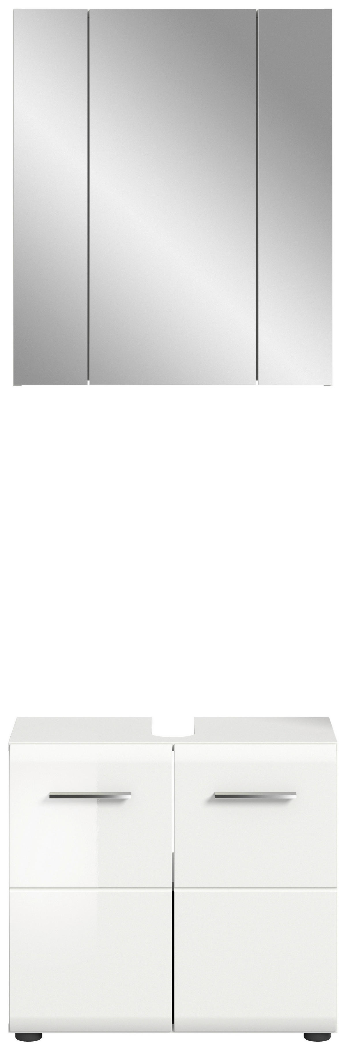 Badezimmer-Set ICE weiß weiß Hochglanz B/H/T: ca. 60x190x32 cm ICE - weiß (60,00/190,00/32,00cm) - xonox.home