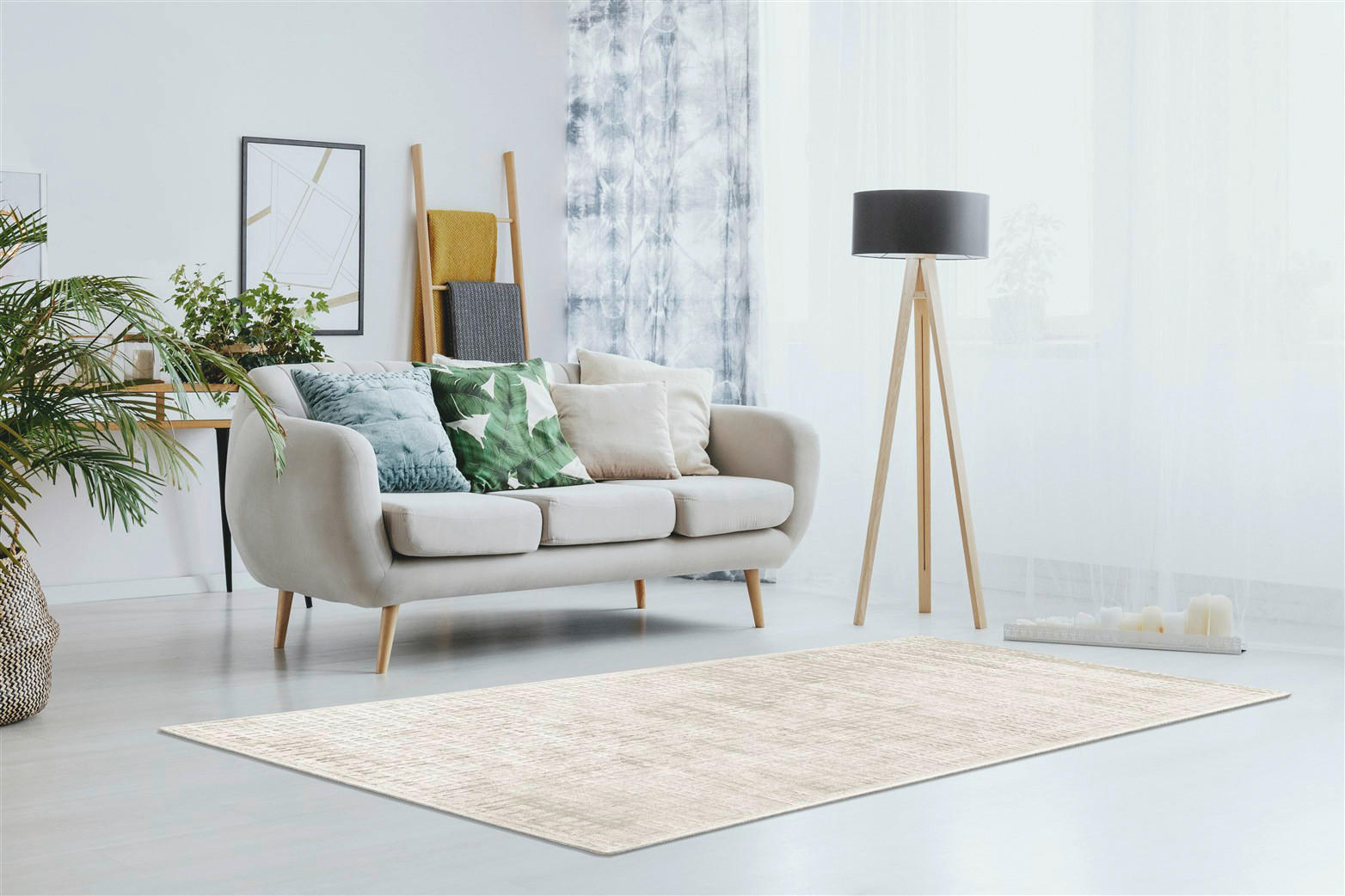 Padiro Kurzflorteppich Karma 125 silber B/H/L: ca. 80x0,8x150 cm Karma 125 - beige/silber (150,00/80,00/0,80cm) - Padiro