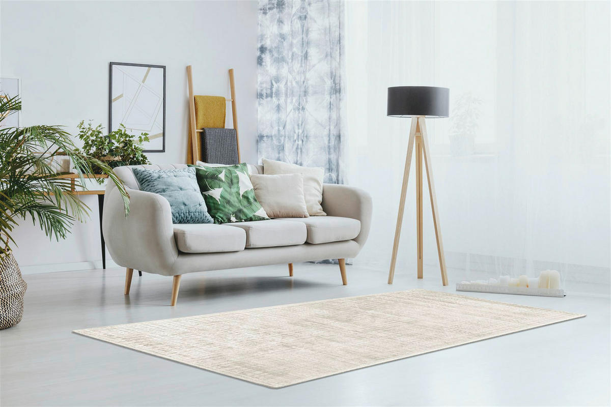 Padiro Kurzflorteppich Karma 125 silber B/H/L: ca. 80x0,8x150 cm Karma 125 - beige/silber (150,00/80,00/0,80cm) - Padiro
