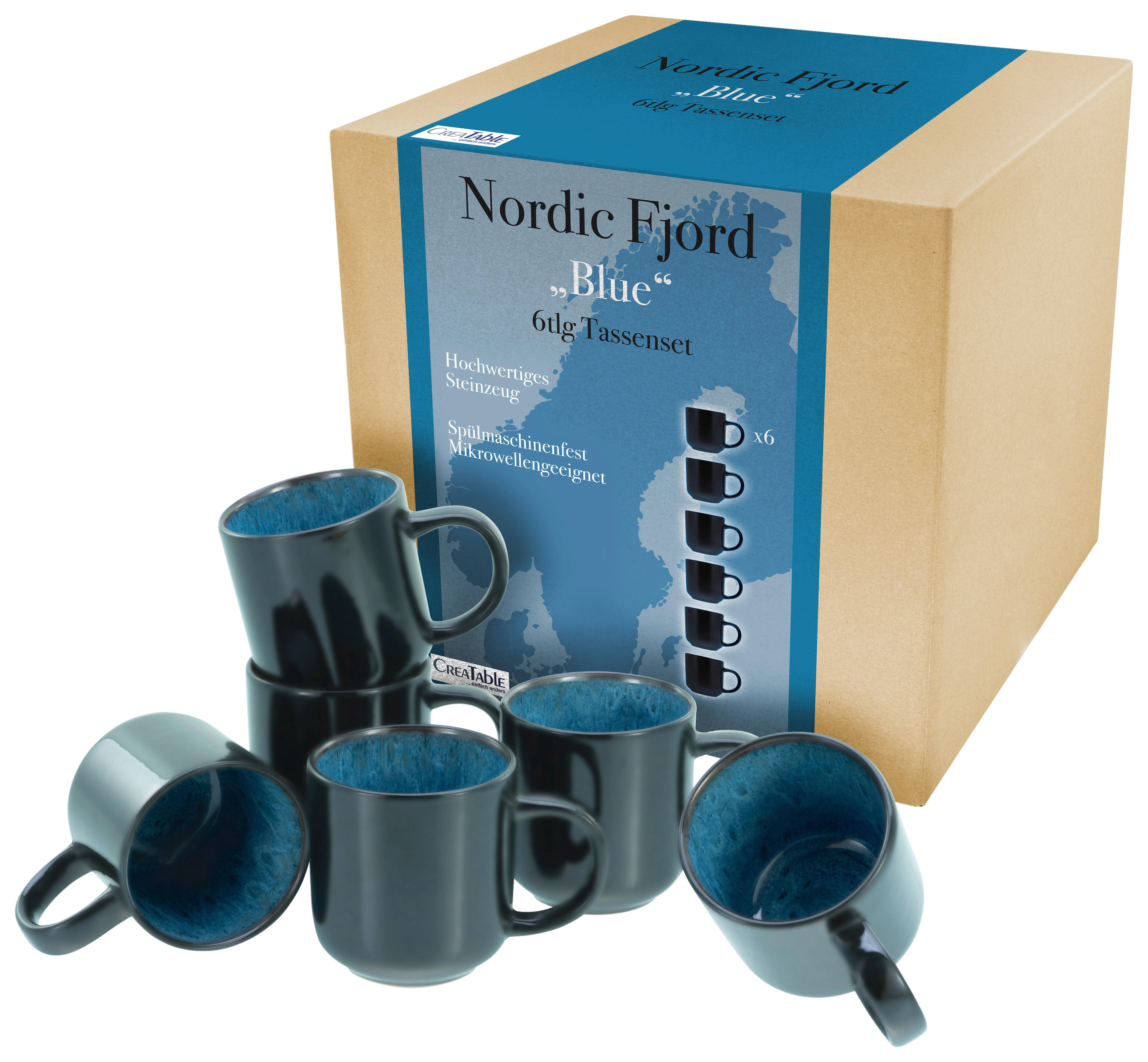 CreaTable Kaffeebecher Nordic Fjord Blue blau Steinzeug Nordic Fjord Blue - blau - CreaTable
