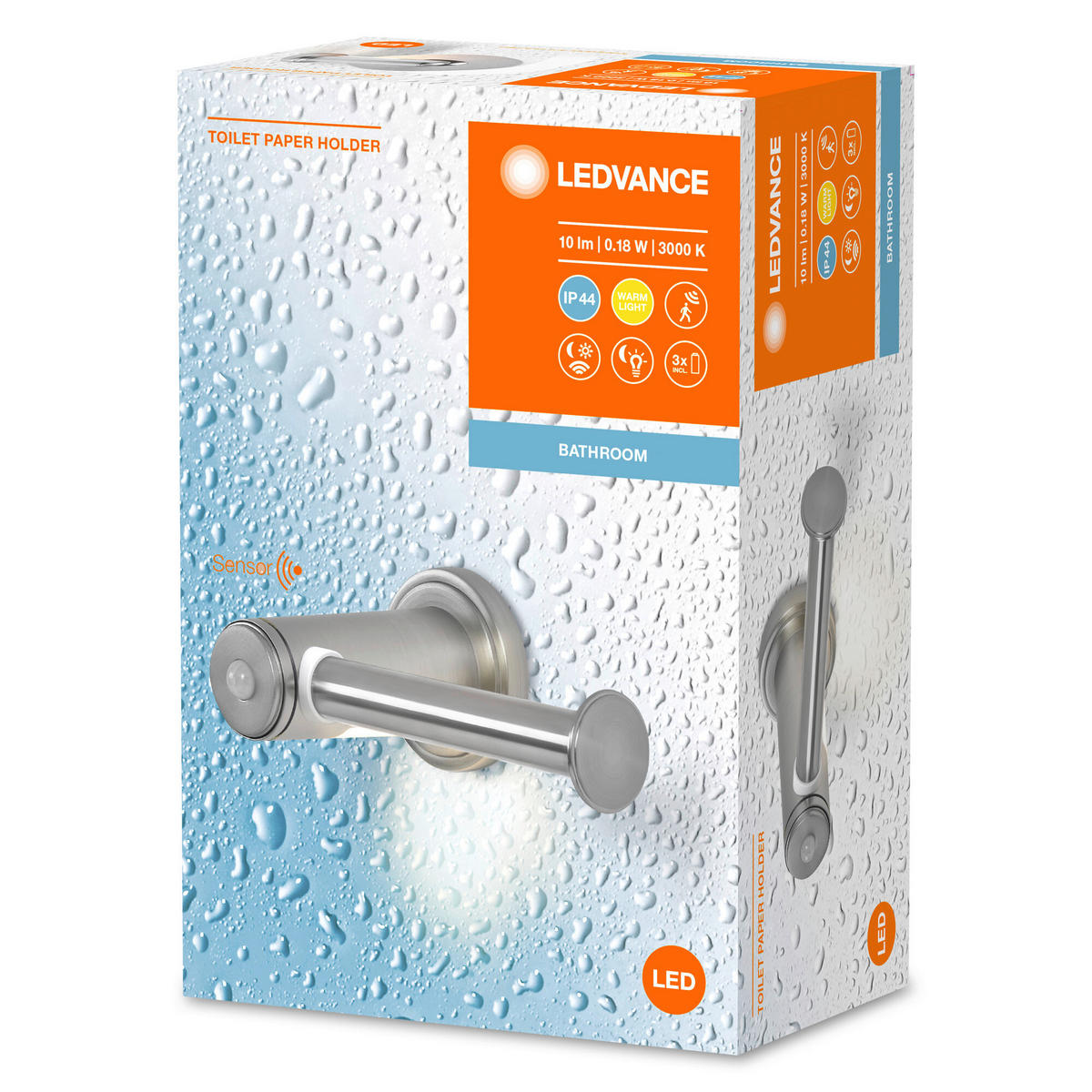LED-Toilettenpapierhalter silber Kunststoff B/H/L: ca. 6,7x11,1x18 cm LED-Toilettenpapierhalter - silber (18,00/6,70/11,10cm) - LEDVANCE