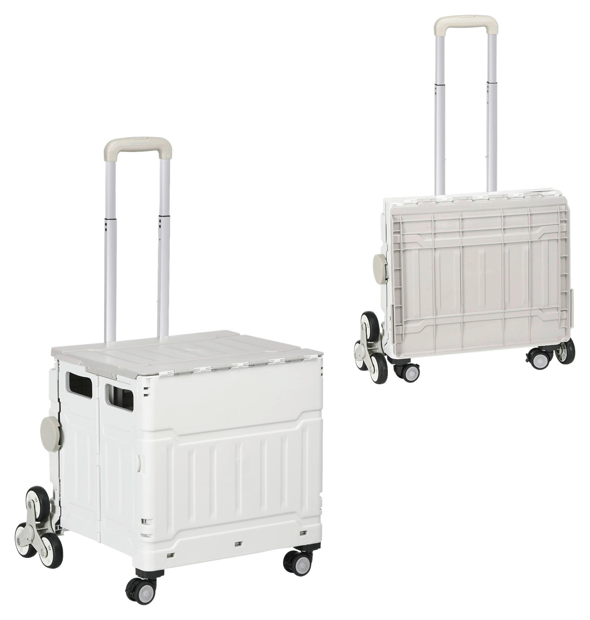 HOMCOM Haushaltshelfer weiß Edelstahl B/H/L: ca. 48x52x100 cm Einkaufstrolley - weiß (100,00/48,00/52,00cm) - HOMCOM