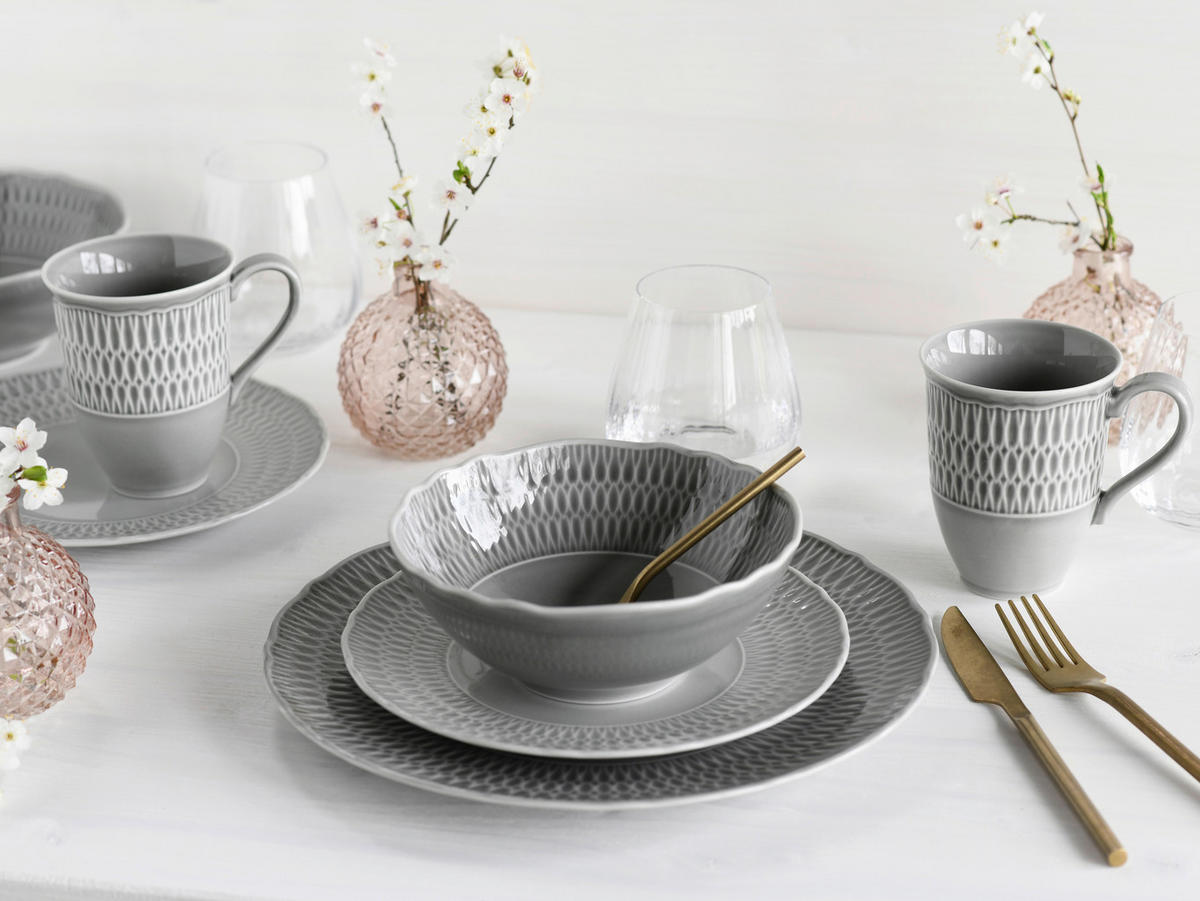 CreaTable Kombiservice Sofia grau Porzellan 16 tlg. Sofia - grau - CreaTable