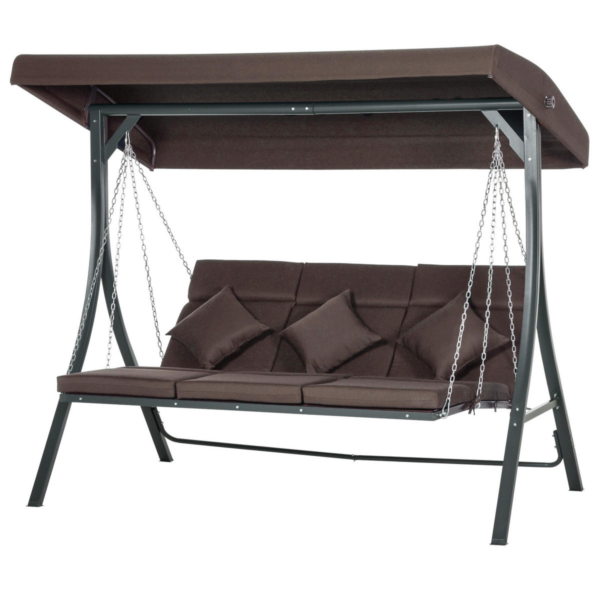Outsunny Hollywoodschaukel schwarz Eisen B/H/L: ca. 118x168x198 cm Hollywoodschaukel - braun/schwarz (198,00/118,00/168,00cm) - Outsunny