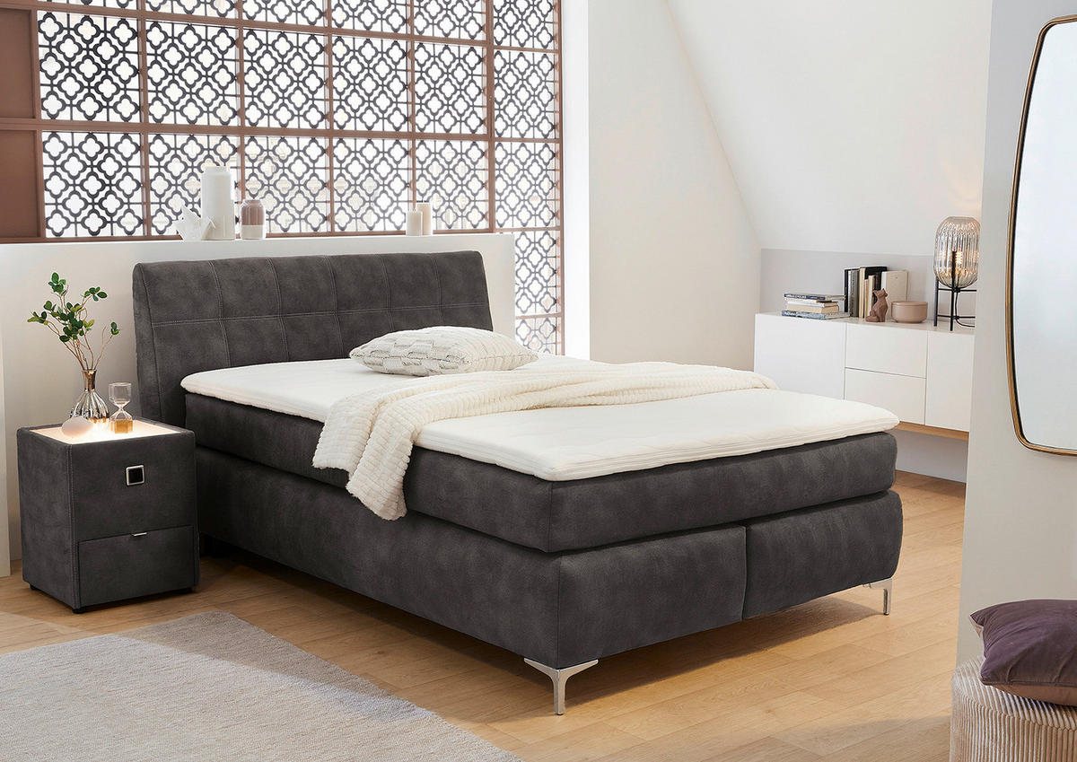 Boxspringbett  hellgrau Liegefläche B/L: ca. 140x200 cm Fina_Boxspringbett - hellgrau (155,00/104,00/224,00cm)