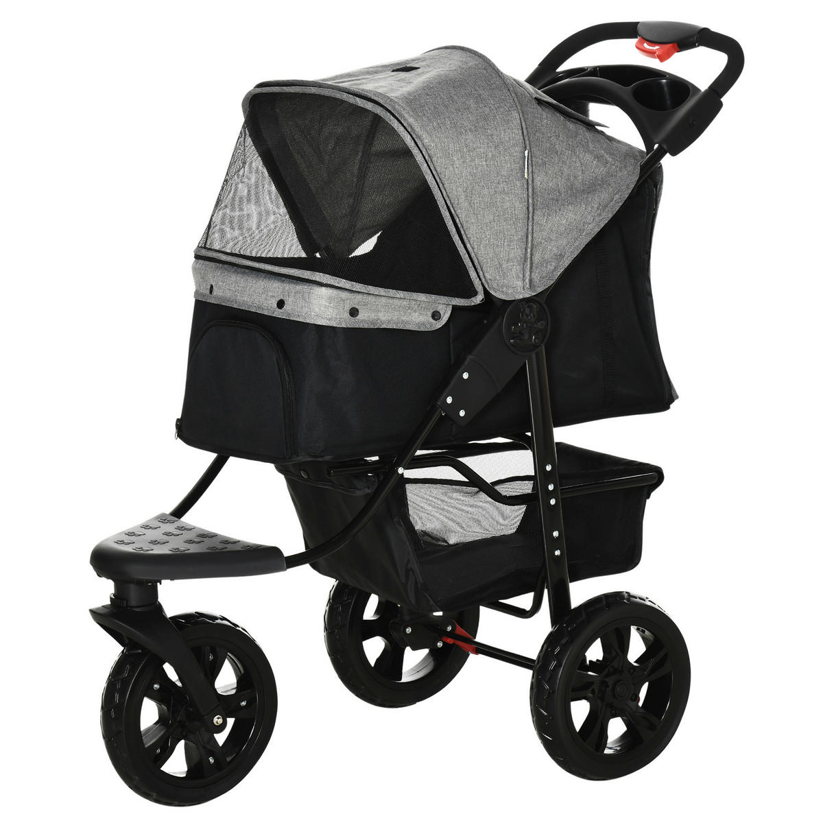 PawHut Hunde-Zubehör grau Polypropylen B/H/L: ca. 57,5x109,5x106,5 cm Hundewagen - grau (106,50/57,50/109,50cm) - PawHut