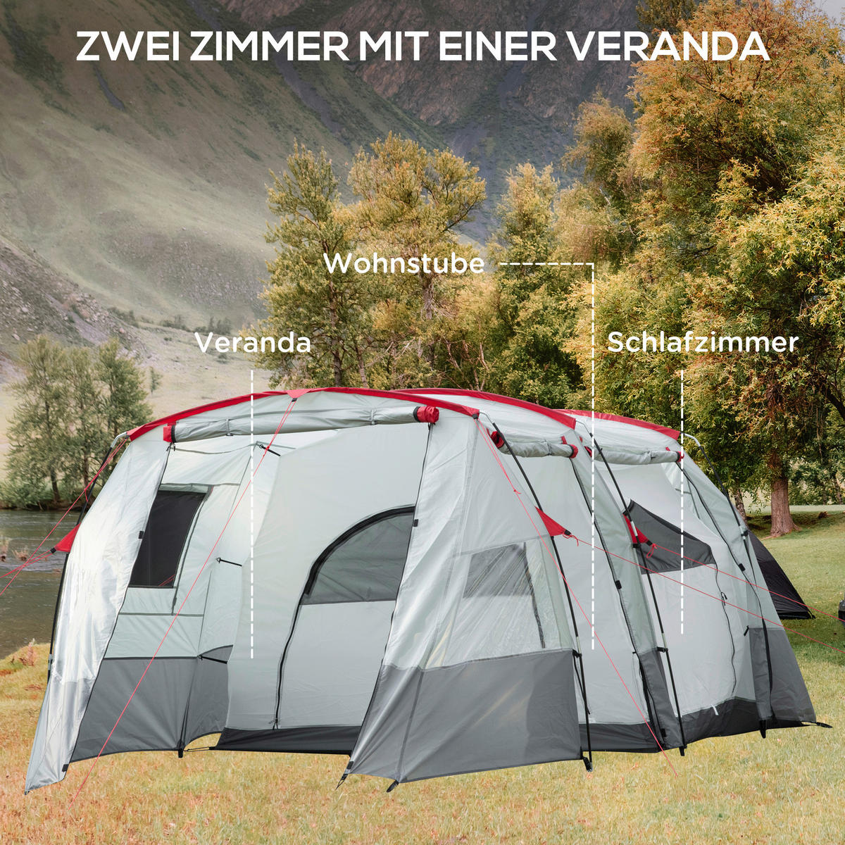 Outsunny Campingartikel B/H/L: ca. 240x510x180 cm Campingzelt - grau (180,00/240,00/510,00cm) - Outsunny