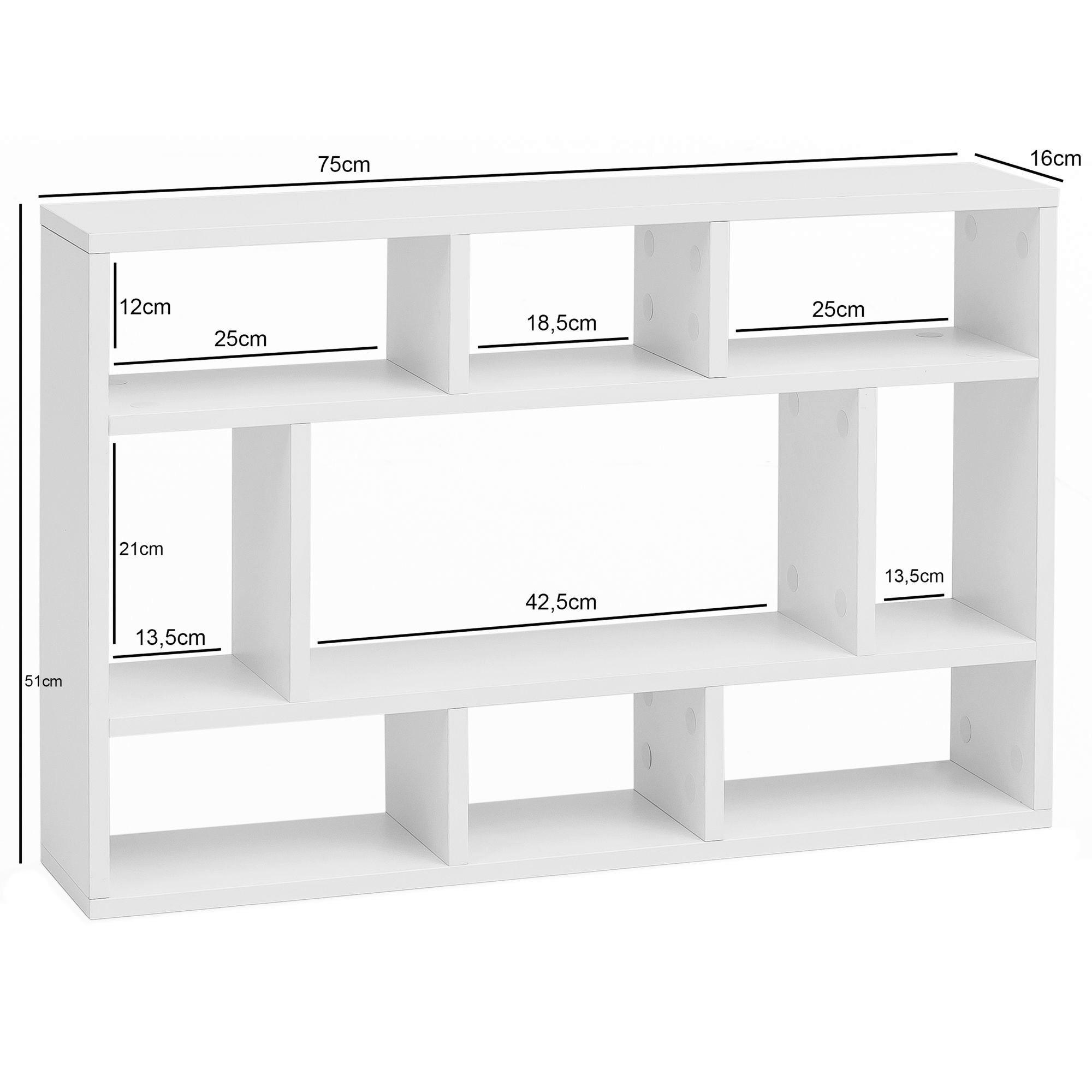 Wandregal weiß B/H/T: ca. 75x51x16 cm Wandregal - weiß (75,00/51,00/16,00cm) - Wohnling