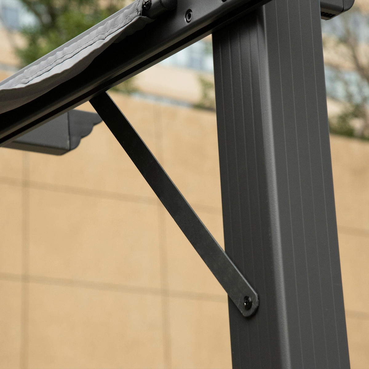 Outsunny Pergola mit Schiebedach grau Aluminium B/H/L: ca. 300x223x300 cm Pergola mit Schiebedach - kaffee/grau (300,00/300,00/223,00cm) - Outsunny