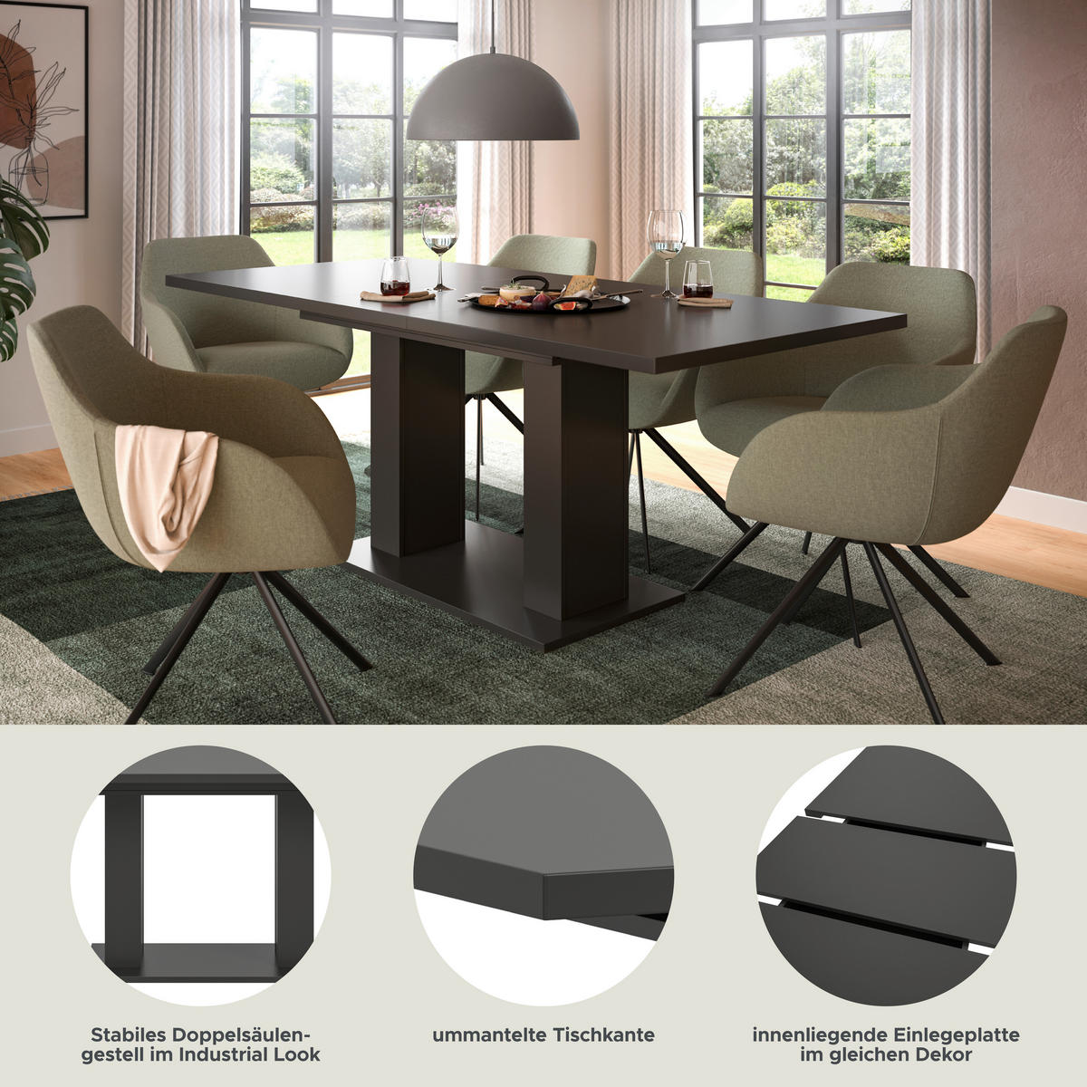 Esstisch MOTION grau B/H/T: ca. 150x76x90 cm MOTION - grau (150,00/76,00/90,00cm) - xonox.home