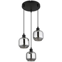 GLOBO Pendelleuchte Rauch mattschwarz Glas Metall H/D: ca. 120x35 cm E27 3 Brennstellen Xia - mattschwarz/Rauch (35,00/120,00cm) - GLOBO