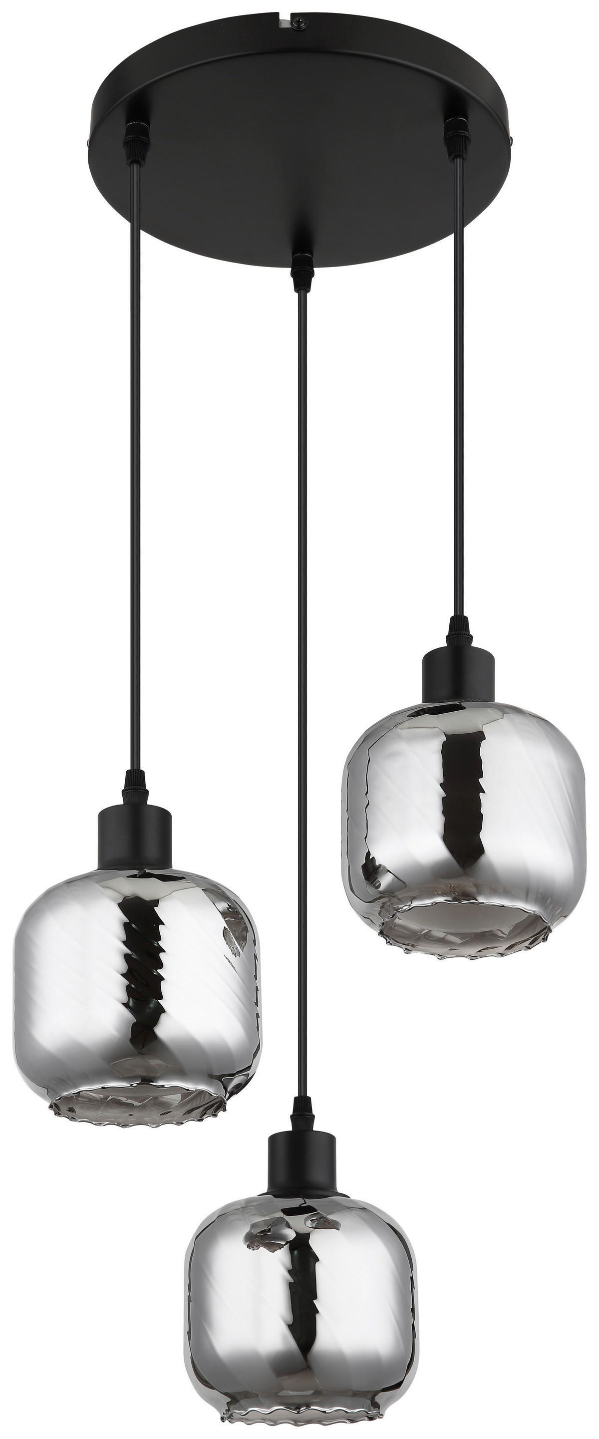 GLOBO Pendelleuchte Rauch mattschwarz Glas Metall H/D: ca. 120x35 cm E27 3 Brennstellen Xia - mattschwarz/Rauch (35,00/120,00cm) - GLOBO