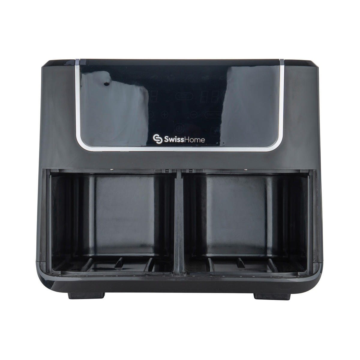 SWISS HOME Doppel-Heißluftfritteuse SH-6931 schwarz Kunststoff B/H/L: ca. 24x28x32 cm ca. 3 l BLACK DARK - schwarz (32,00/24,00/28,00cm) - SWISS HOME