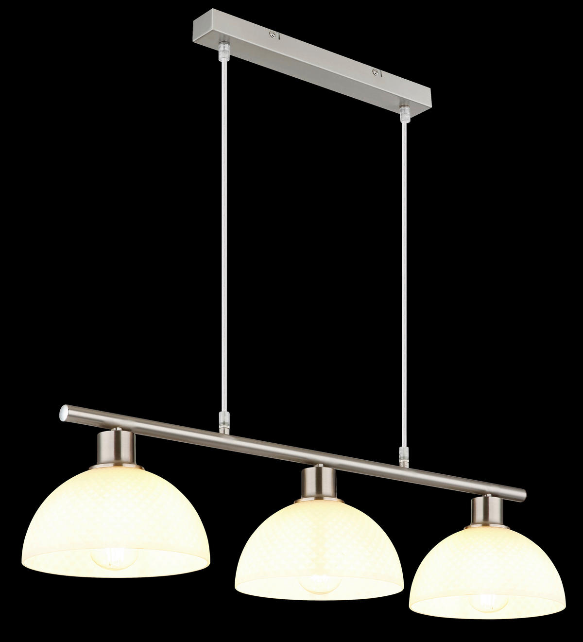 GLOBO Pendelleuchte Opal nickel Metall Glas PVC B/H/L: ca. 20x120x77 cm E27 3 Brennstellen SELMA - nickel/Opal (77,00/20,00/120,00cm) - GLOBO