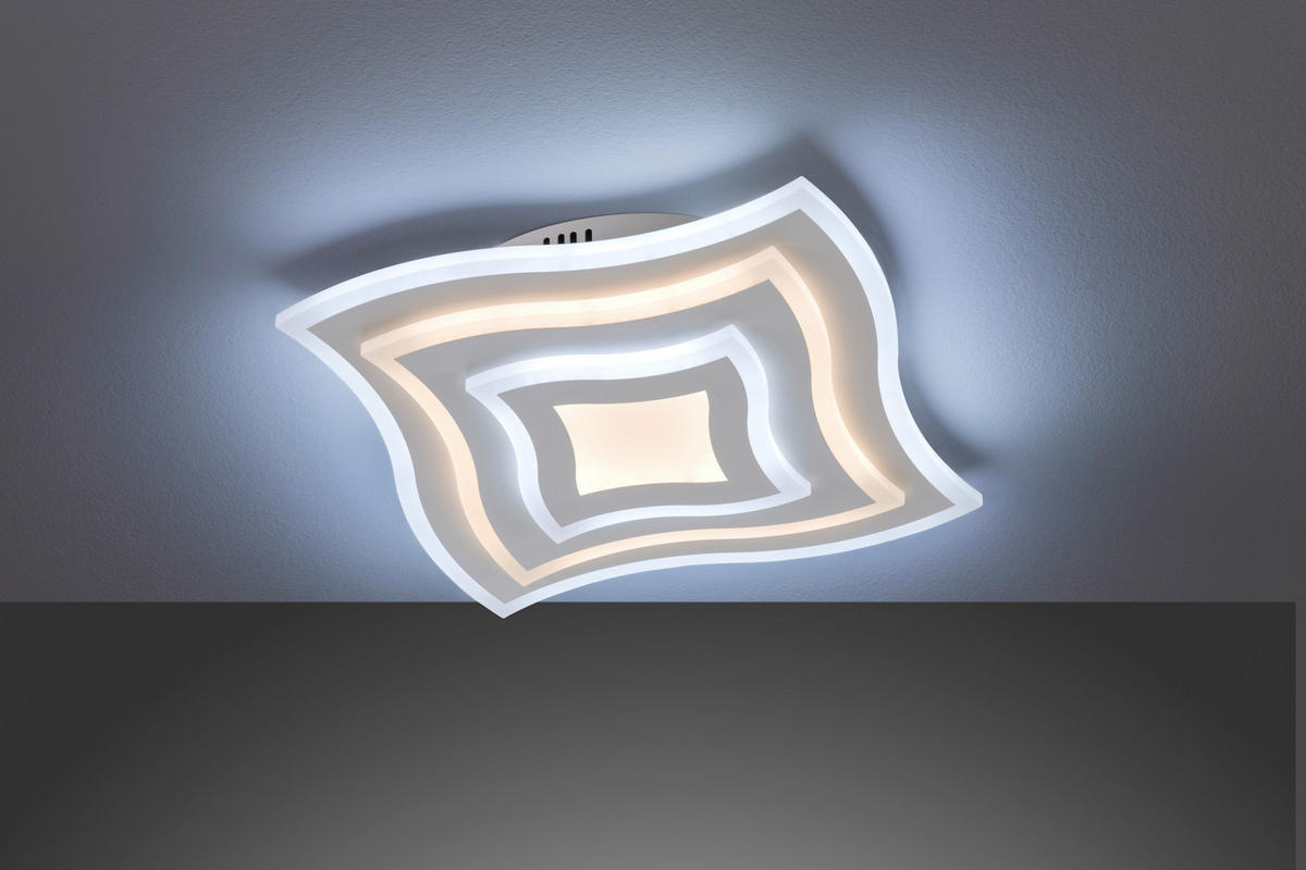 Fischer & Honsel LED-Deckenleuchte 20486 weiß Metall B/H/T: ca. 43x6x43 cm 1 Brennstellen Gorden - weiß (43,00/6,00/43,00cm) - Fischer & Honsel
