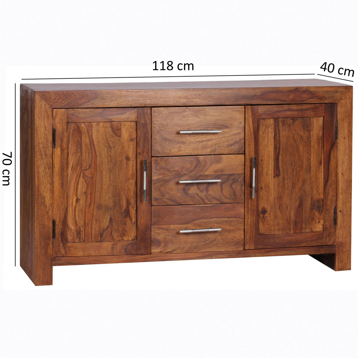 Sideboard natur silber B/H/T: ca. 118x70x40 cm Sideboard - natur/silber (118,00/70,00/40,00cm) - Wohnling