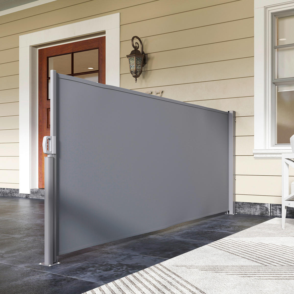 Outsunny Seitenmarkise dunkelgrau Polyester B/H/L: ca. 1x140x300 cm Seitenmarkise - dunkelgrau (300,00/1,00/140,00cm) - Outsunny