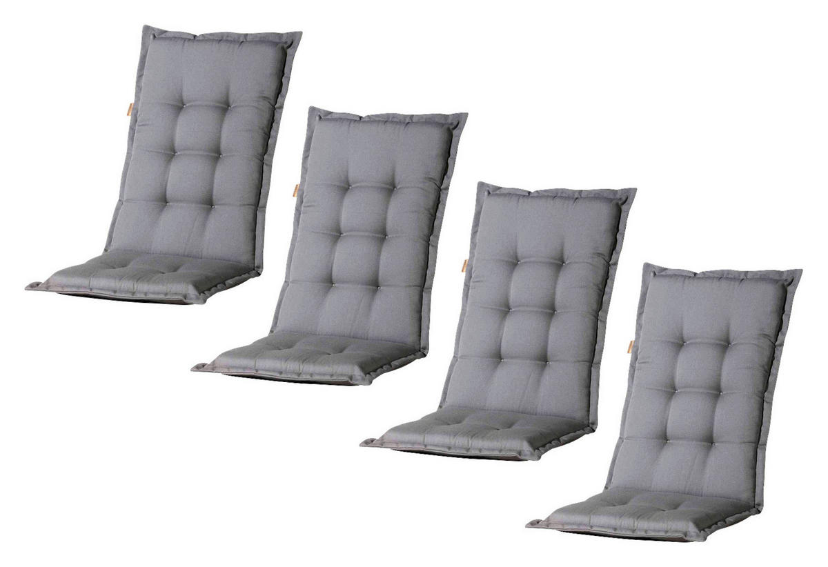 Madison Auflage Panama grau Polyester B/H/L: ca. 123x8x50 cm 4er Set Panama - grau (50,00/123,00/8,00cm) - Madison