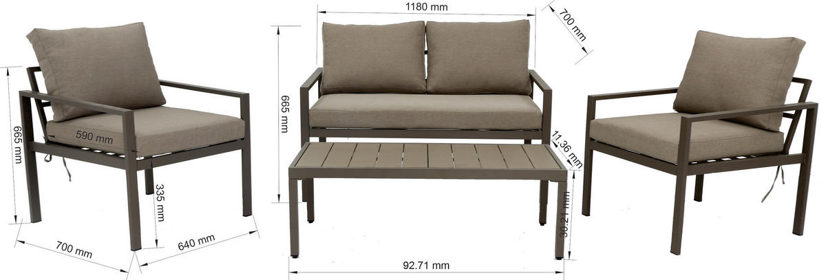 POCOline Gartensitzgruppe Toulouse braun Stahl Toulouse - braun/beige - POCOline