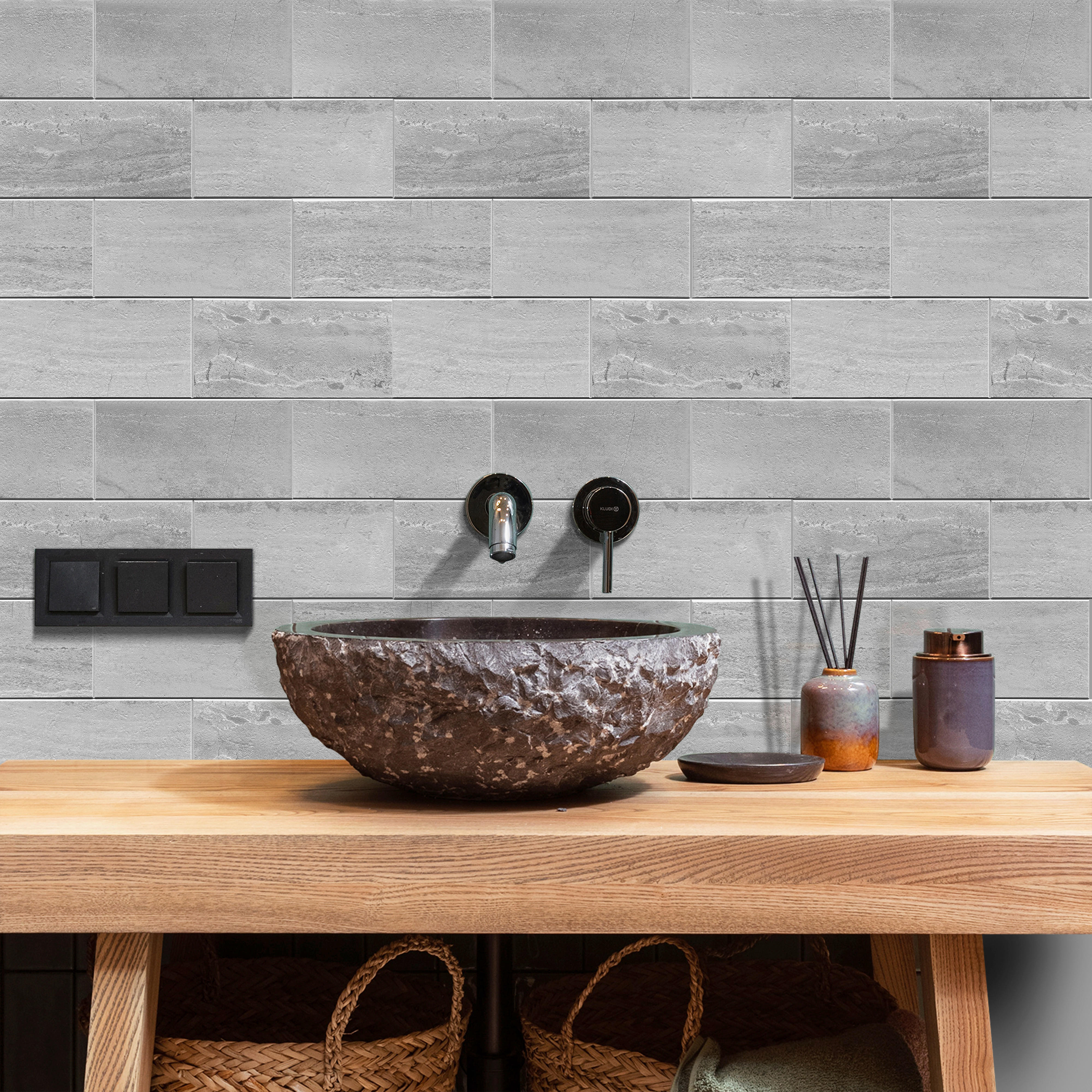 Wandfliesen grau B/L: ca. 30,5x30,5 cm Wandfliese_d-c-fix_selbstklebend - grau (30,50/30,50cm)
