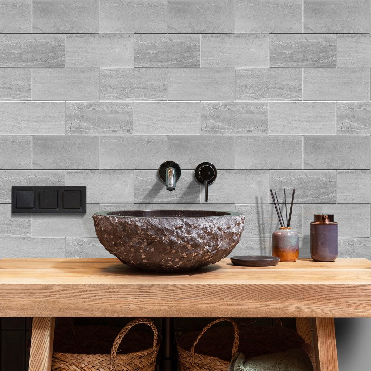 Wandfliesen grau B/L: ca. 30,5x30,5 cm Wandfliese_d-c-fix_selbstklebend - grau (30,50/30,50cm)