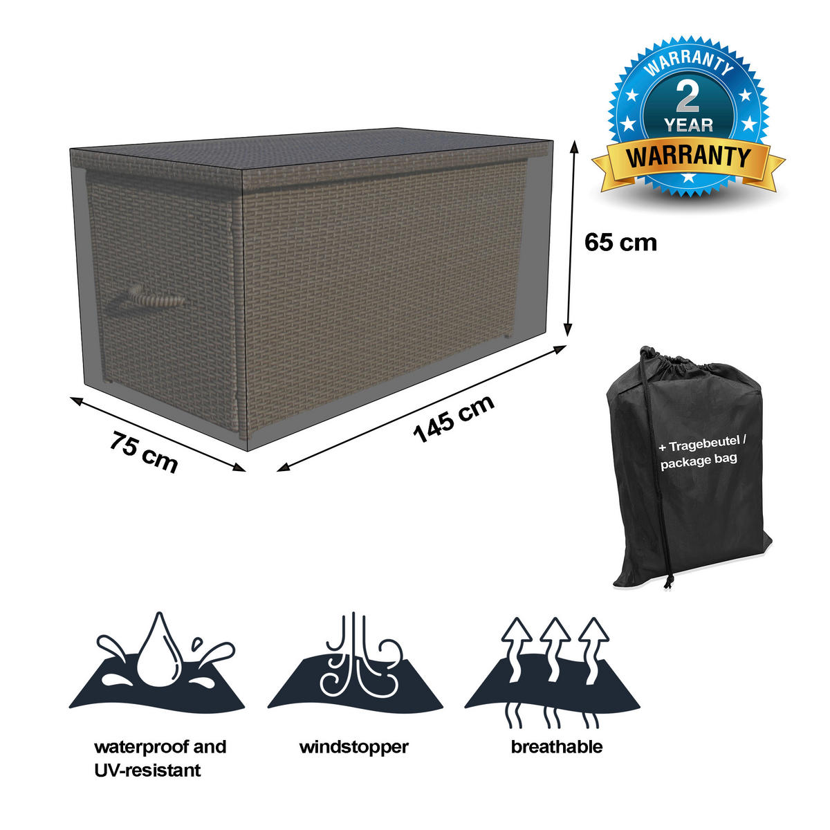 Grasekamp Kissenboxhülle Black Premium schwarz Polyester-Mischgewebe B/H/L: ca. 75x65x145 cm Black Premium - schwarz (145,00/75,00/65,00cm) - Grasekamp