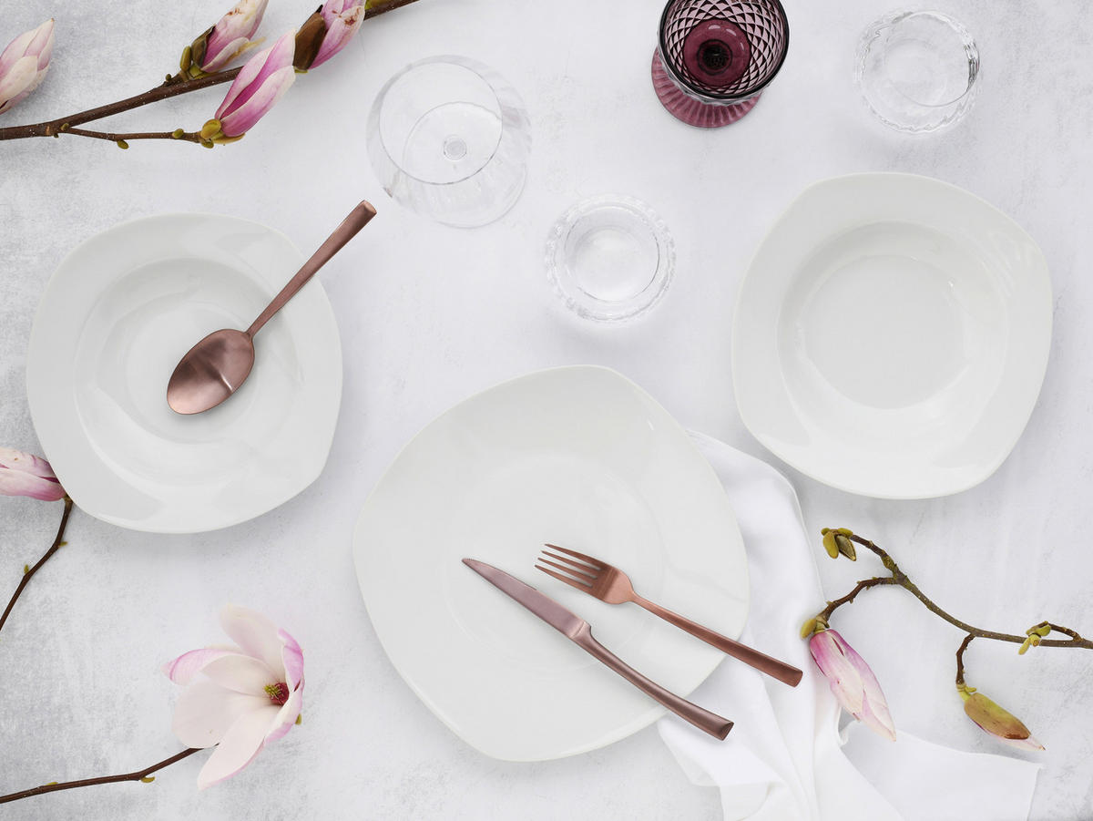 CreaTable Tafelservice Amelie weiß Porzellan 18 tlg. Amelie - weiß - CreaTable