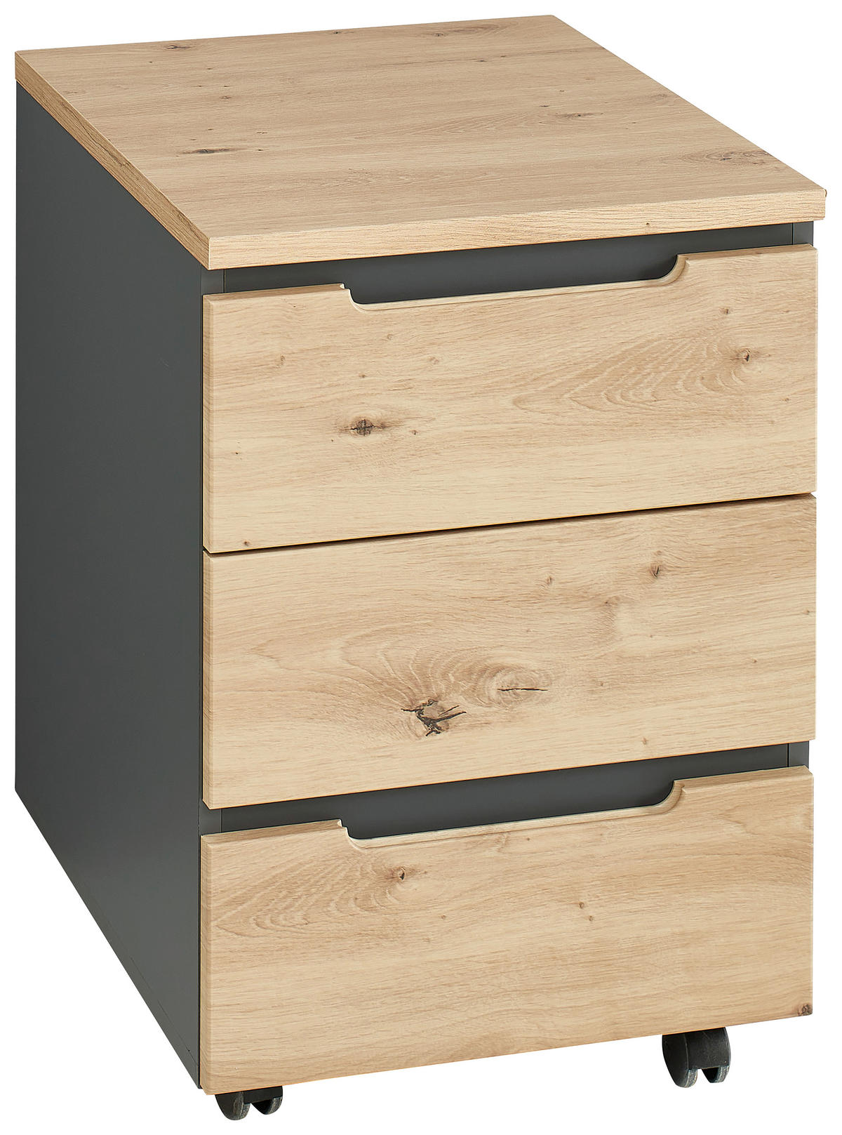 Rollcontainer Memphis Eiche Artisan Nachbildung anthrazit B/H/T: ca. 45x66x55 cm Memphis - Eiche/anthrazit (45,00/66,00/55,00cm)