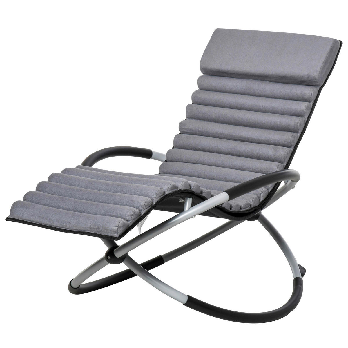 Outsunny Schaukelstuhl mit  Kissen grau Metall B/H/L: ca. 74x86x145 cm Schaukelstuhl_mit_Kissen - grau (145,00/74,00/86,00cm) - Outsunny