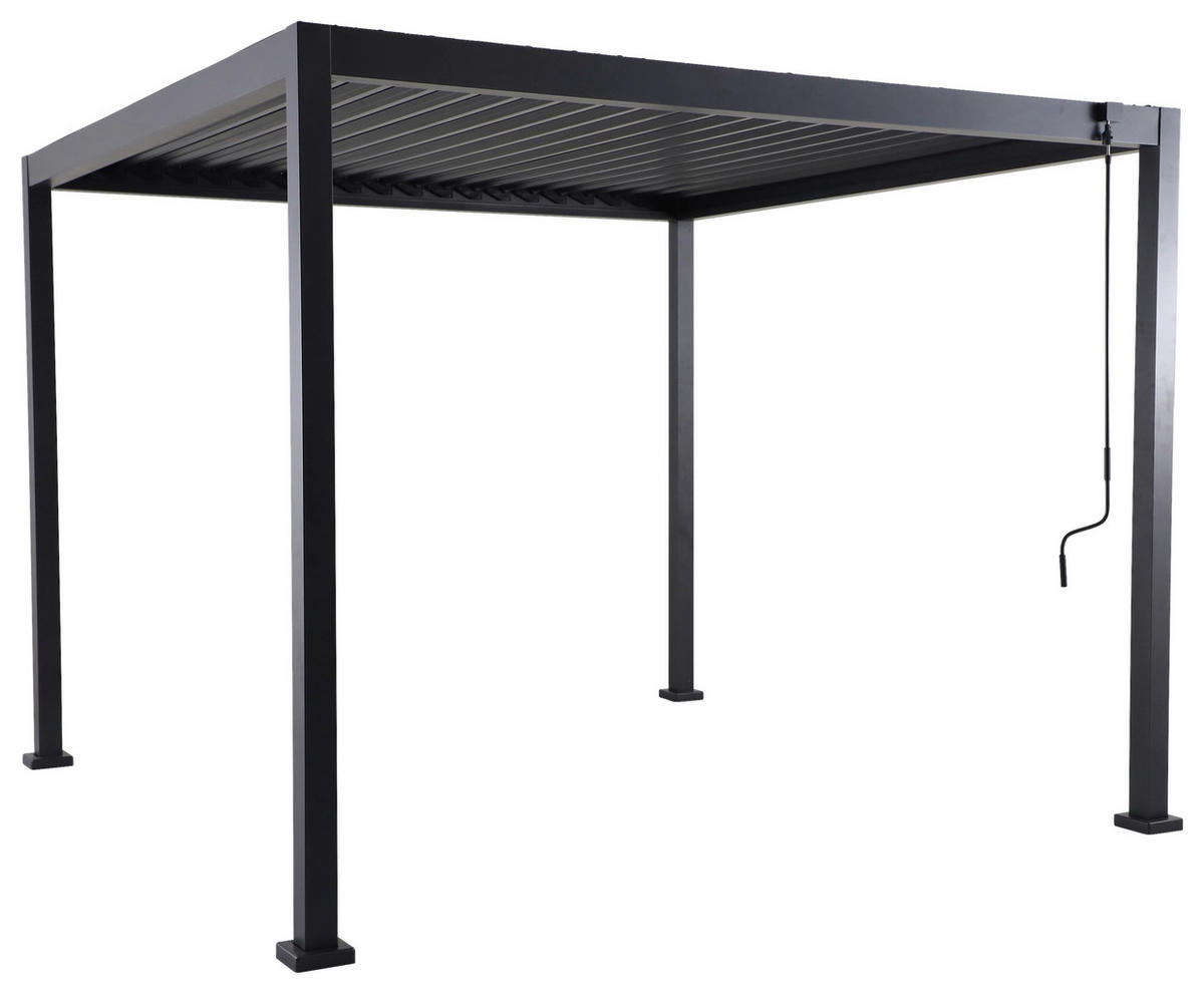 Pergola dunkelgrau Stahlrohr B/H/L: ca. 300x236x300 cm Pergola_mit_Lamellendach - dunkelgrau (300,00/300,00/236,00cm)