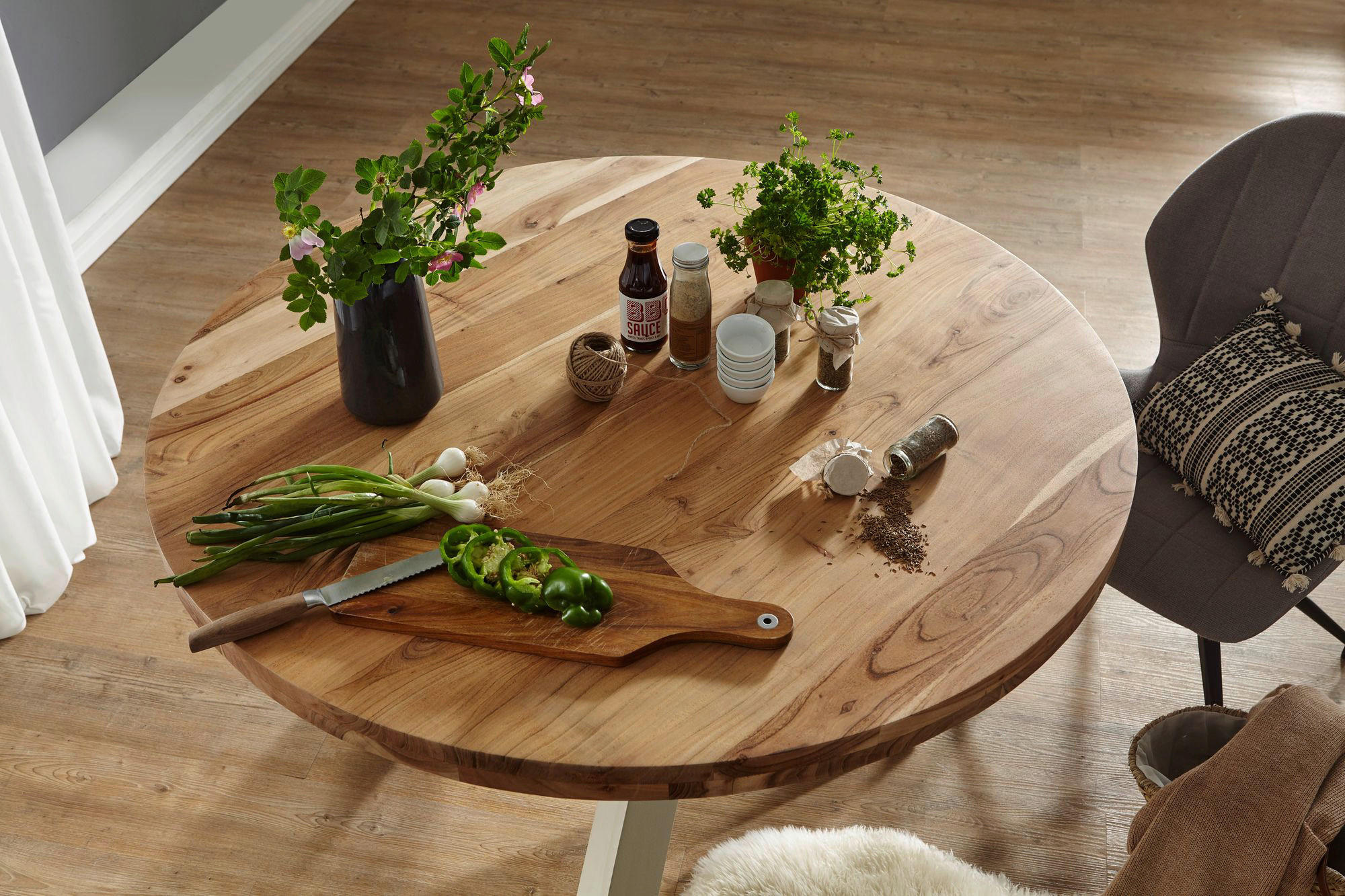 Esstisch natur H/D: ca. 75x120 cm Esszimmertisch - natur (120,00/75,00cm) - Wohnling