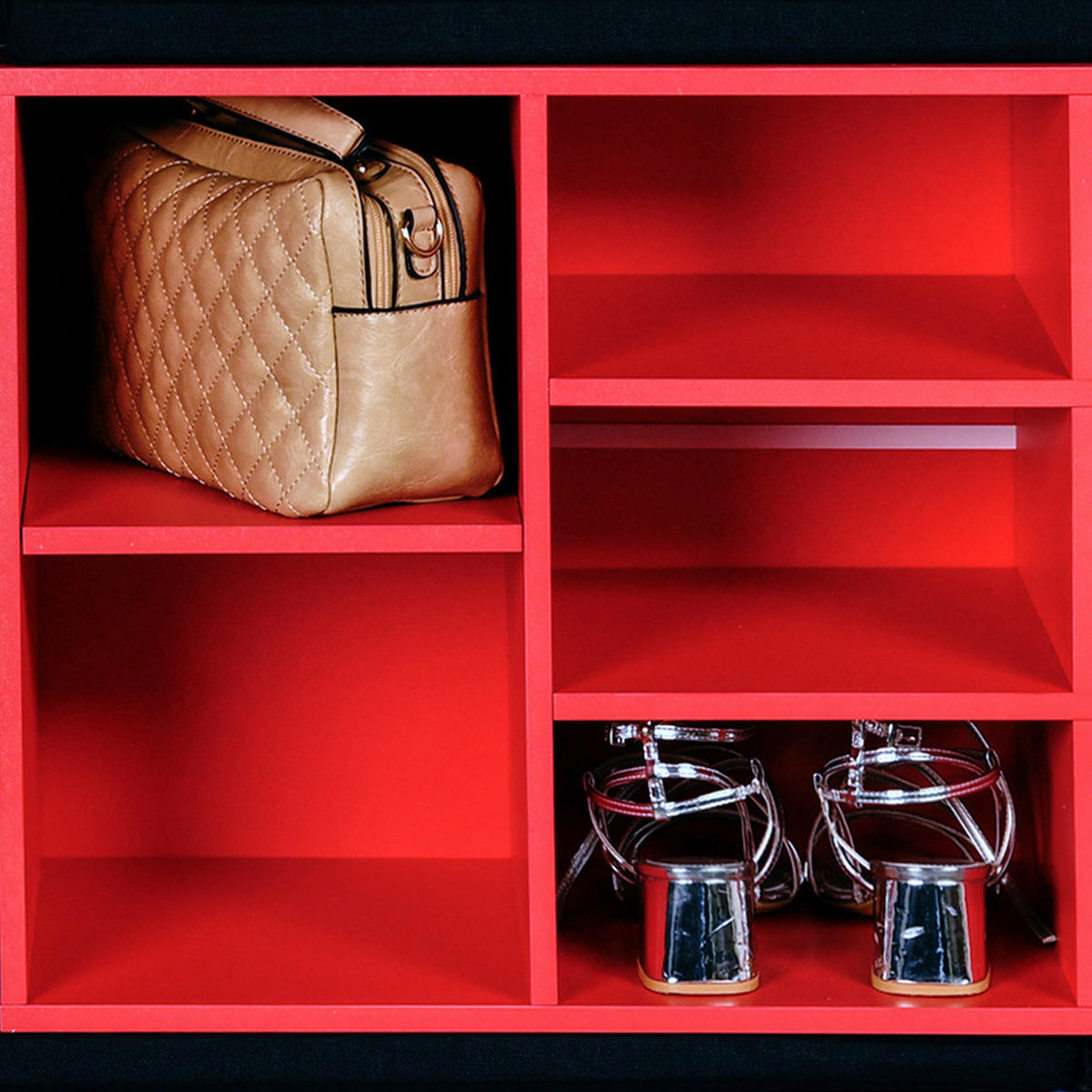 Kesper Schuhregal rot Spanplatte B/H/T: ca. 51,5x48x29,5 cm Schuhregal_mit_Sitzkissen - rot (51,50/48,00/29,50cm) - Kesper