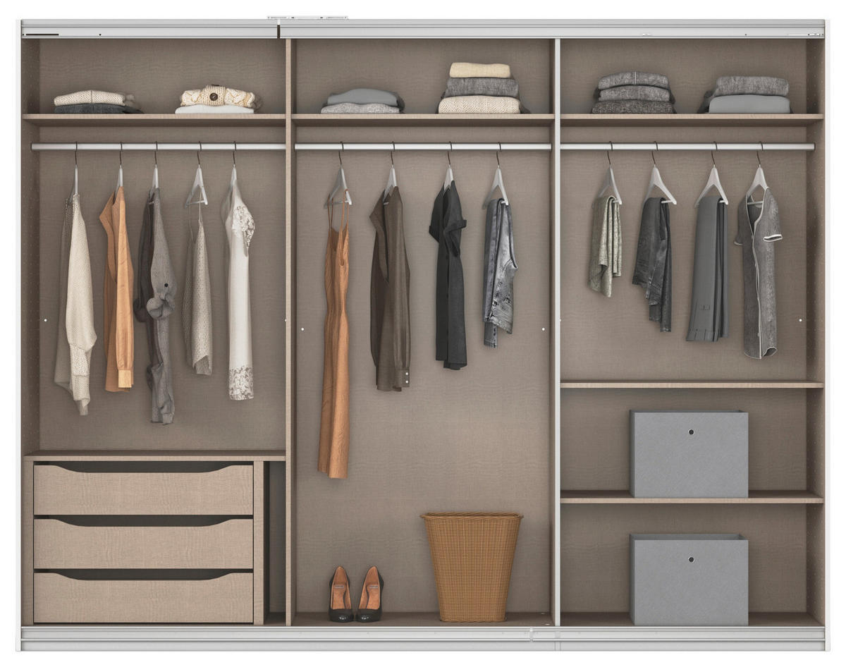 Kleiderschrank Kulmbach Alpinweiß B/H/T: ca. 271x210x62 cm Kulmbach - Alpinweiß/Alu (271,00/210,00/62,00cm)