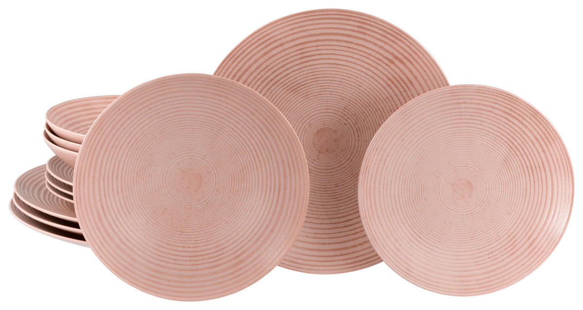 CreaTable Tafelservice Catania Peach rot Steinzeug 12 tlg. Catania Peach - rot - CreaTable