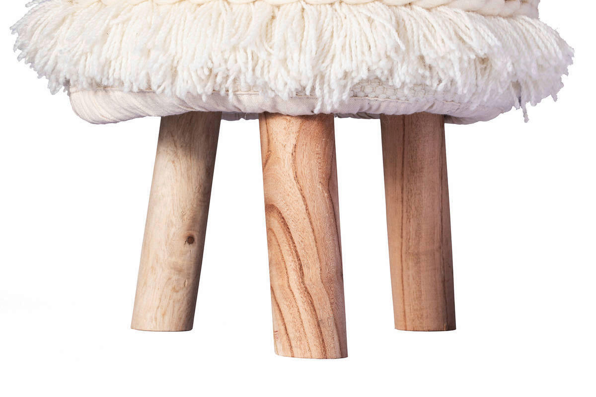 360 Living Hocker Bohist 500 creme Baumwolle Holz H/D: ca. 50x38 cm Bohist 500 - creme (38,00/50,00cm) - 360 Living