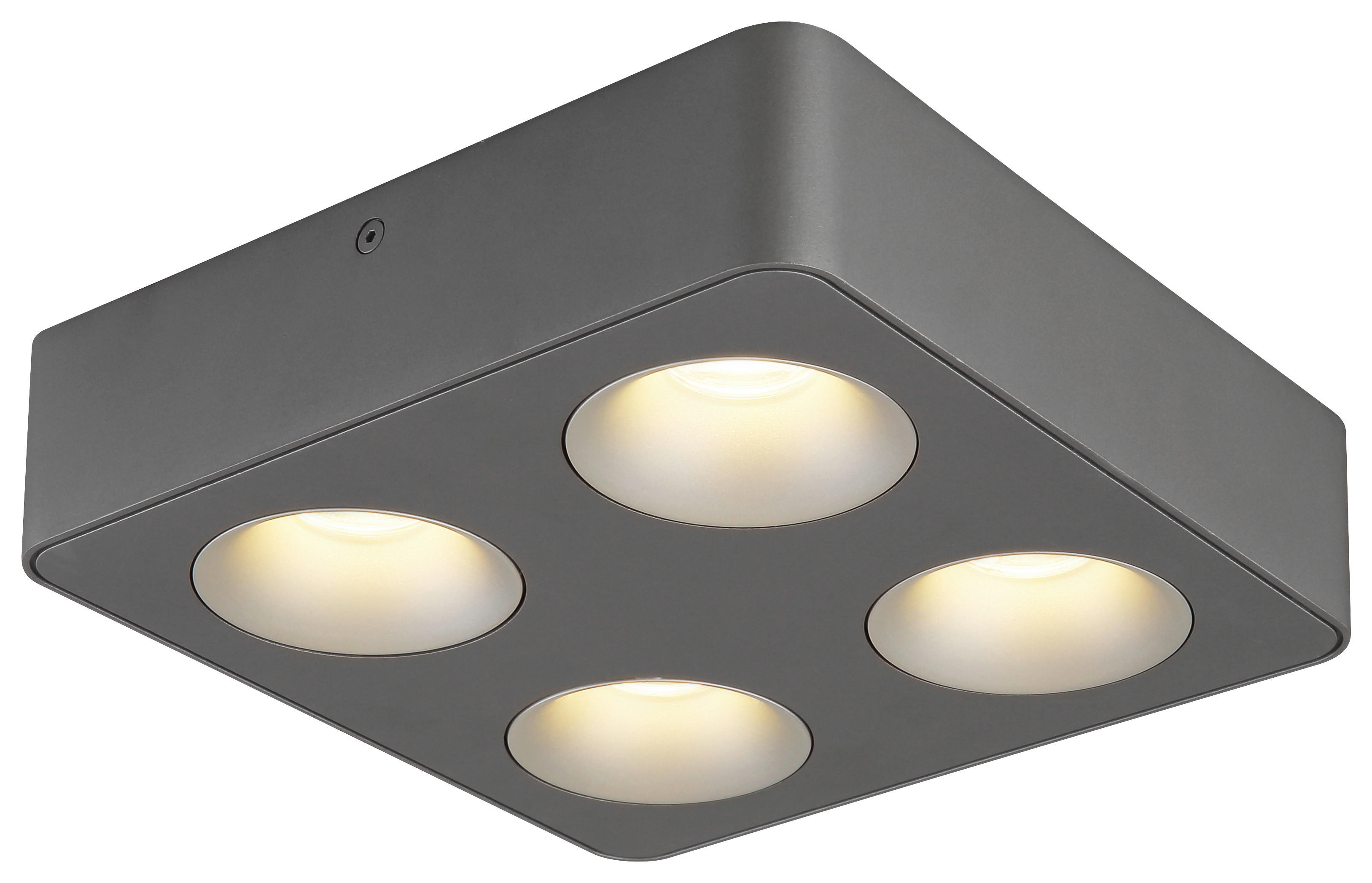 GLOBO LED-Spot dunkelgrau Kunststoff Aluminium B/H/T: ca. 22,4x5,5x22,4 cm 4 Brennstellen HANGARAU - dunkelgrau (22,40/5,50/22,40cm) - GLOBO