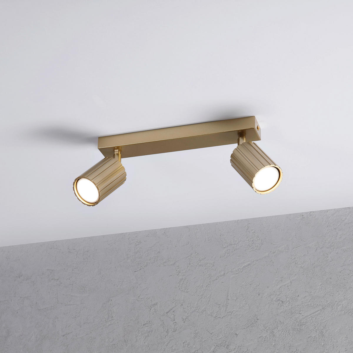 Lamkur Strahler gold Stahl B/H/L: ca. 6,5x16,5x30 cm 2 Brennstellen Prisma - gold (30,00/6,50/16,50cm) - Lamkur