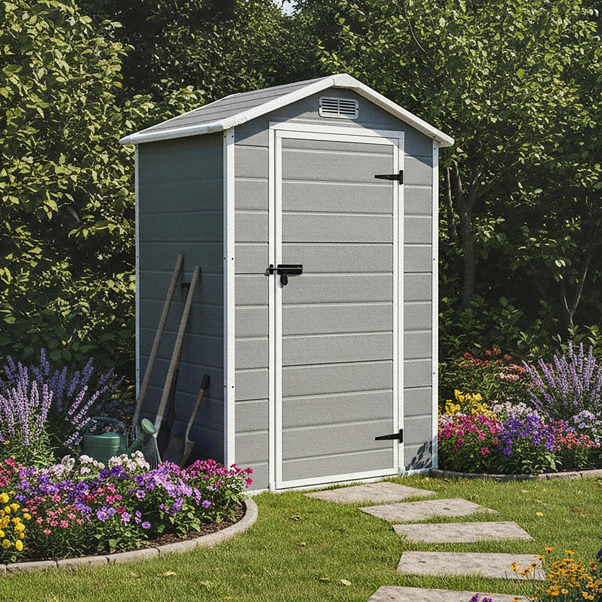 POCOline Gartenhaus Basic grau Basic - weiß/grau - POCOline